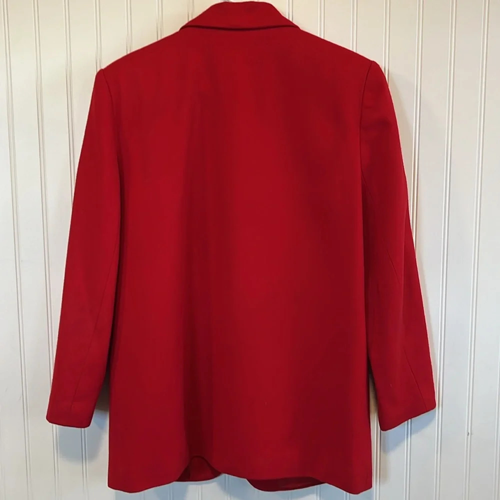 100% Wool Red Blazer Vintage Women's Prophecy Petite Christmas Holiday‎ - Picture 6 of 11